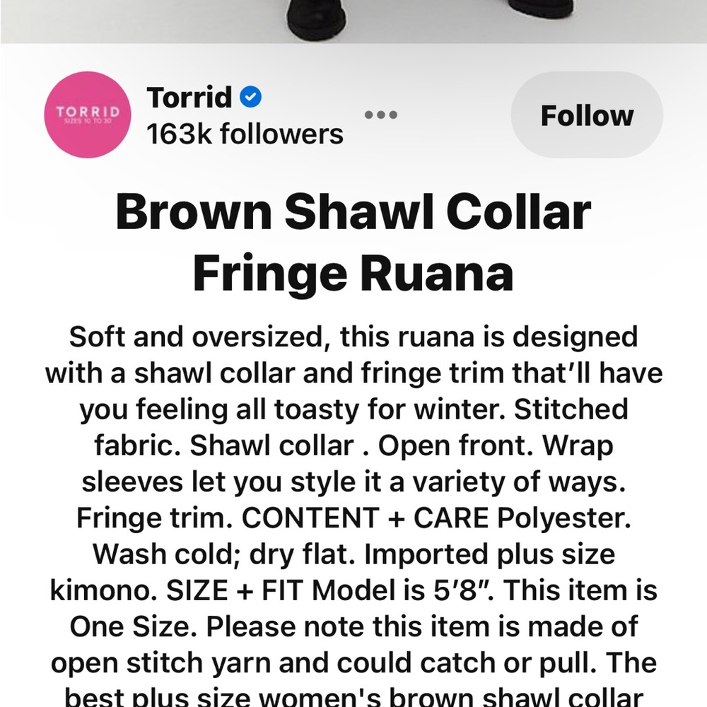 NWT Torrid Ruana Brown Blanket Wrap ~ OS - Picture 6 of 6